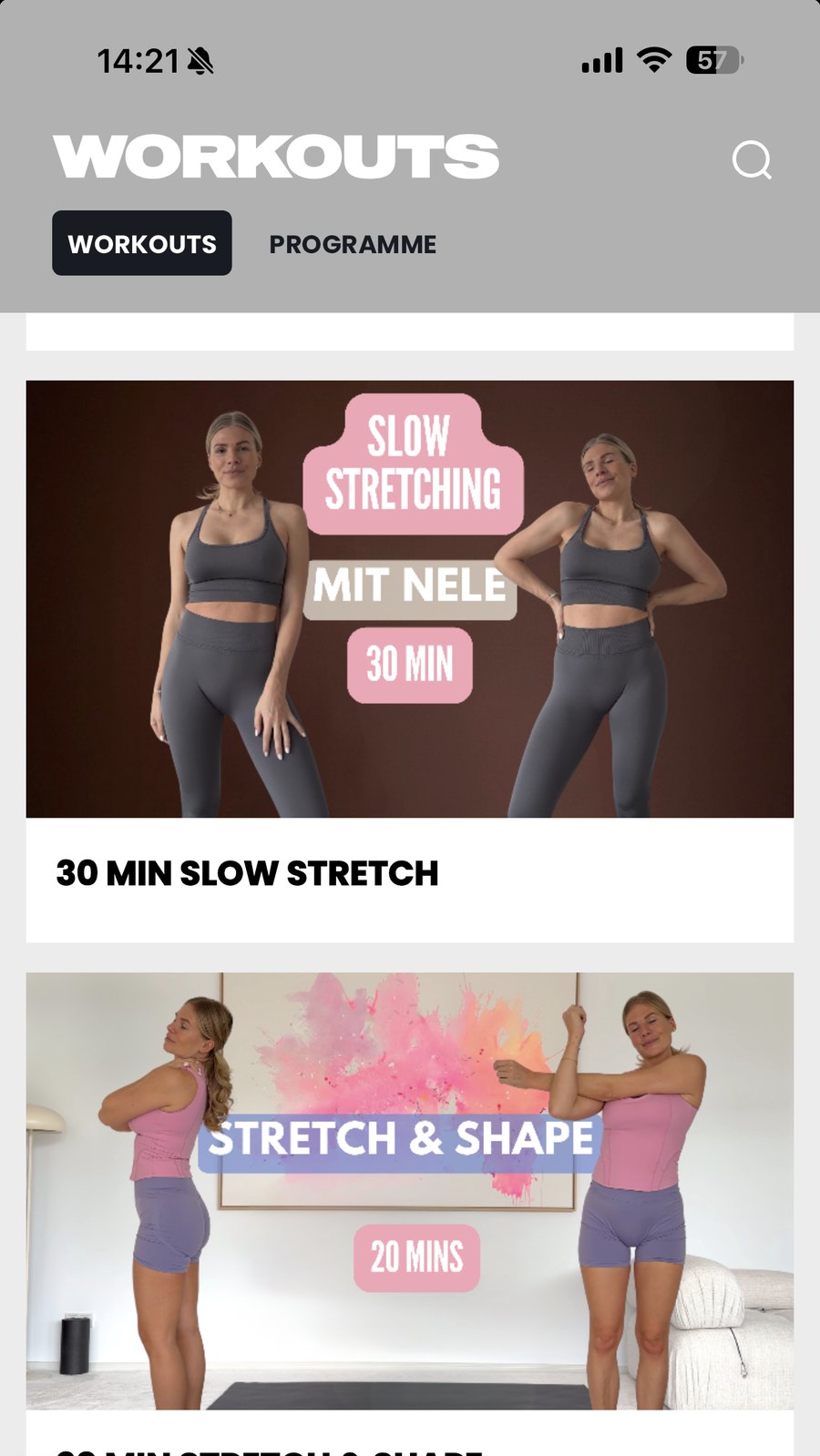 Workout-Bibliothek in der App