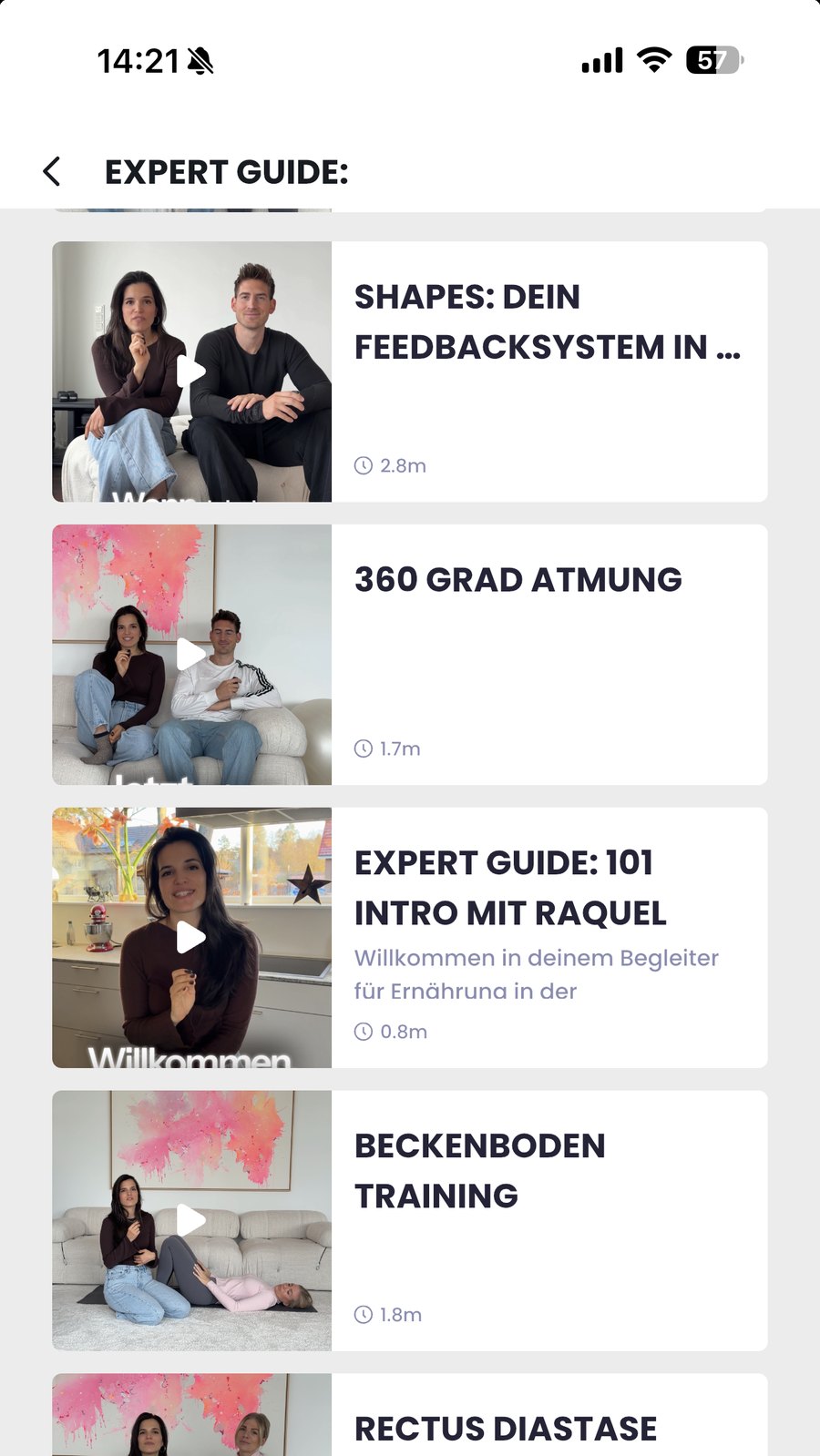 Videobibliothek mit Wissensvideos zu Beckenboden, Atmung und Rückbildung